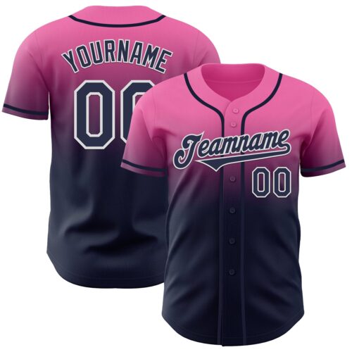 FadeFashion1109 Custom Pink Navy-White Authentic Fade Fashion Baseball Jersey