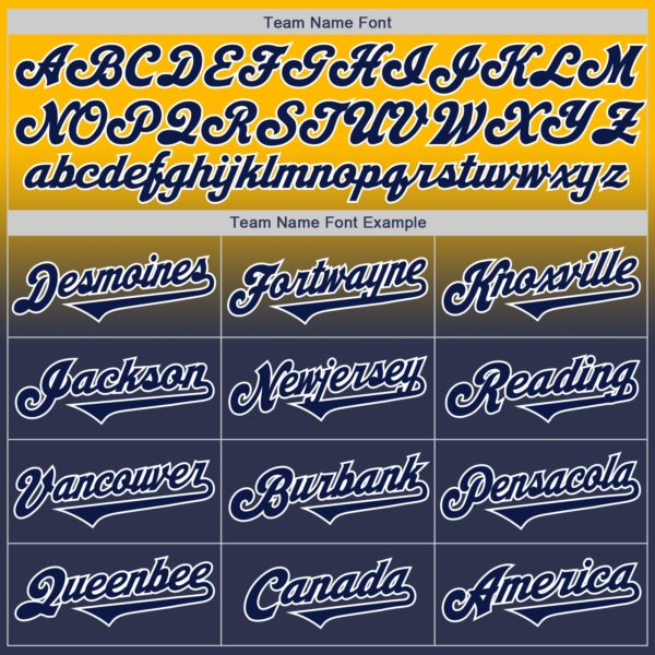Custom Gold Navy-White Authentic Fade Fashion Baseball Jersey