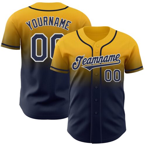 FadeFashion1110 Custom Gold Navy-White Authentic Fade Fashion Baseball Jersey