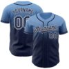 Custom Light Blue Navy-White Authentic Fade Fashion Baseball Jersey