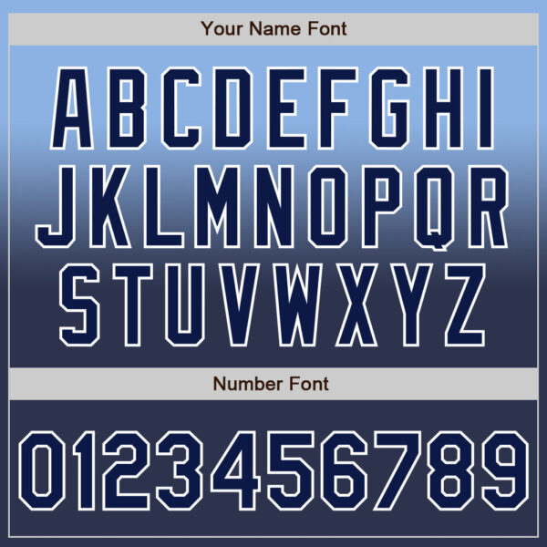 Custom Light Blue Navy-White Authentic Fade Fashion Baseball Jersey