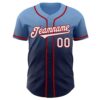 Custom Light Blue Navy-Red Authentic Fade Fashion Baseball Jersey