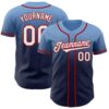 Custom Light Blue Navy-Red Authentic Fade Fashion Baseball Jersey