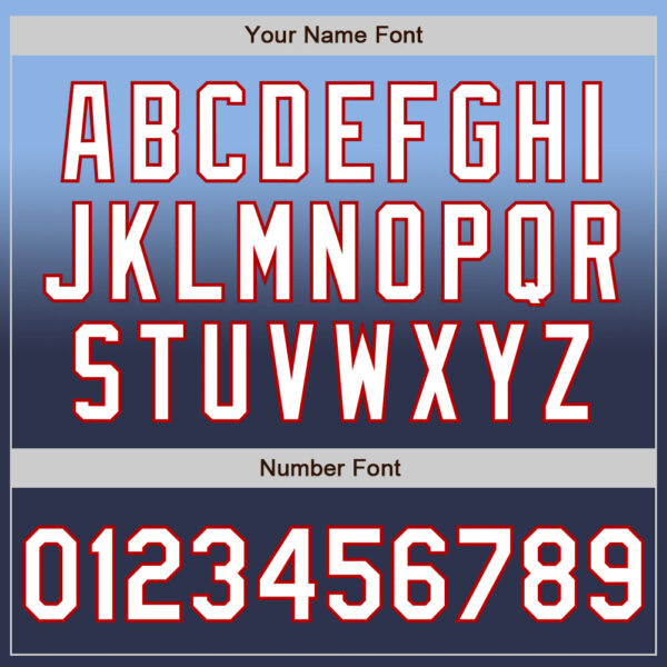 Custom Light Blue Navy-Red Authentic Fade Fashion Baseball Jersey