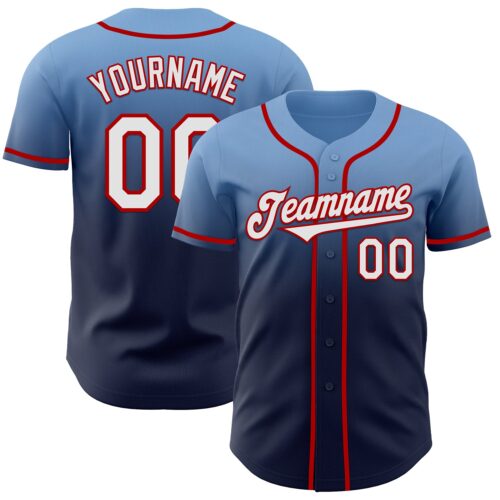FadeFashion1117 Custom Light Blue Navy-Red Authentic Fade Fashion Baseball Jersey