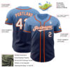 Custom Light Blue Navy-Orange Authentic Fade Fashion Baseball Jersey