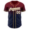 Custom Crimson Navy-Old Gold Authentic Fade Fashion Baseball Jersey