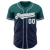 Custom Teal Navy-Gray Authentic Fade Fashion Baseball Jersey