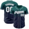Custom Teal Navy-Gray Authentic Fade Fashion Baseball Jersey