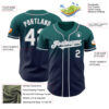 Custom Teal Navy-Gray Authentic Fade Fashion Baseball Jersey