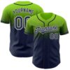 Custom Neon Green Navy-White Authentic Fade Fashion Baseball Jersey