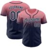 Custom Medium Pink Navy-White Authentic Fade Fashion Baseball Jersey