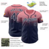 Custom Medium Pink Navy-White Authentic Fade Fashion Baseball Jersey