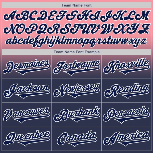Custom Medium Pink Navy-White Authentic Fade Fashion Baseball Jersey