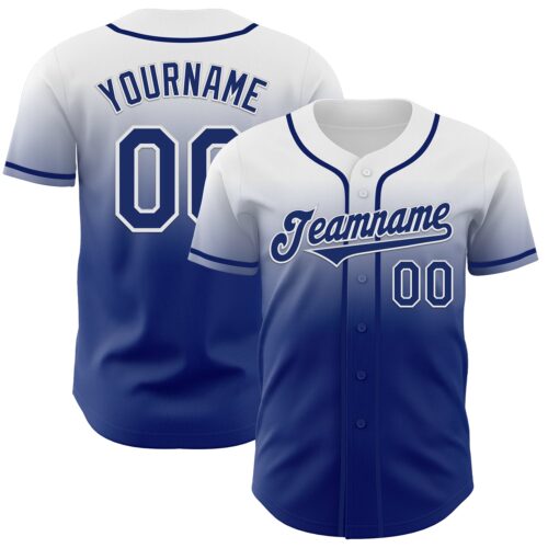 FadeFashion1130 Custom White Royal Authentic Fade Fashion Baseball Jersey