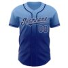 Custom Light Blue Royal-White Authentic Fade Fashion Baseball Jersey