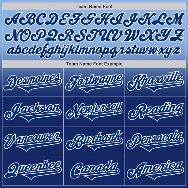 Custom Light Blue Royal-White Authentic Fade Fashion Baseball Jersey