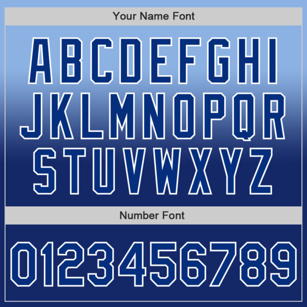 Custom Light Blue Royal-White Authentic Fade Fashion Baseball Jersey