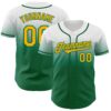 Custom White Gold-Kelly Green Authentic Fade Fashion Baseball Jersey