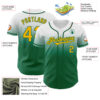 Custom White Gold-Kelly Green Authentic Fade Fashion Baseball Jersey