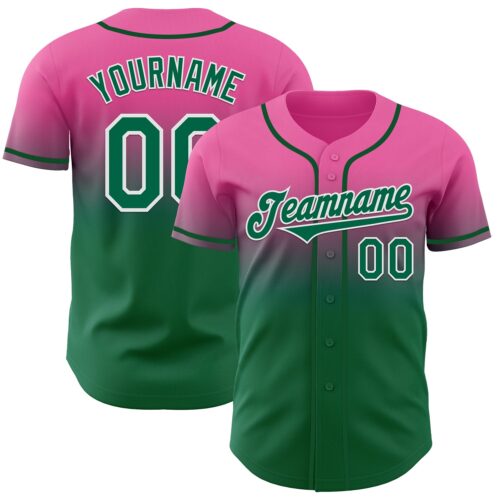 FadeFashion1181 Custom Pink Kelly Green-White Authentic Fade Fashion Baseball Jersey