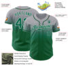 Custom Gray Kelly Green-White Authentic Fade Fashion Baseball Jersey