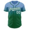 Custom Light Blue White-Kelly Green Authentic Fade Fashion Baseball Jersey