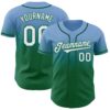 Custom Light Blue White-Kelly Green Authentic Fade Fashion Baseball Jersey