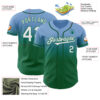 Custom Light Blue White-Kelly Green Authentic Fade Fashion Baseball Jersey