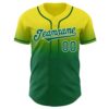 Custom Light Yellow Kelly Green-White Authentic Fade Fashion Baseball Jersey