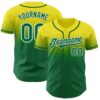 Custom Light Yellow Kelly Green-White Authentic Fade Fashion Baseball Jersey