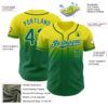 Custom Light Yellow Kelly Green-White Authentic Fade Fashion Baseball Jersey