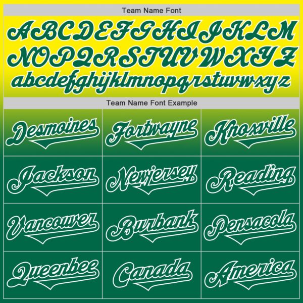 Custom Light Yellow Kelly Green-White Authentic Fade Fashion Baseball Jersey