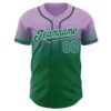 Custom Light Purple Kelly Green-White Authentic Fade Fashion Baseball Jersey