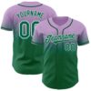 Custom Light Purple Kelly Green-White Authentic Fade Fashion Baseball Jersey