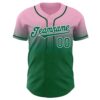 Custom Light Pink Kelly Green-White Authentic Fade Fashion Baseball Jersey