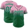 Custom Light Pink Kelly Green-White Authentic Fade Fashion Baseball Jersey