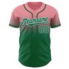 Custom Medium Pink Kelly Green-White Authentic Fade Fashion Baseball Jersey