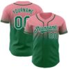 Custom Medium Pink Kelly Green-White Authentic Fade Fashion Baseball Jersey