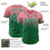 Custom Medium Pink Kelly Green-White Authentic Fade Fashion Baseball Jersey