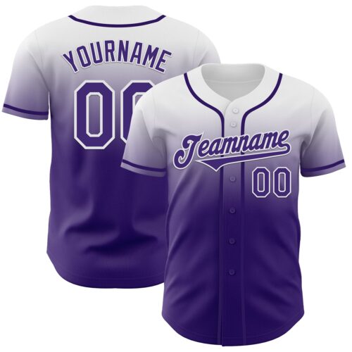 FadeFashion1194 Custom White Purple Authentic Fade Fashion Baseball Jersey