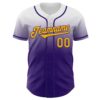 Custom White Gold-Purple Authentic Fade Fashion Baseball Jersey