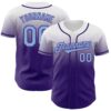 Custom White Light Blue-Purple Authentic Fade Fashion Baseball Jersey