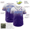 Custom White Light Blue-Purple Authentic Fade Fashion Baseball Jersey