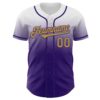 Custom White Old Gold-Purple Authentic Fade Fashion Baseball Jersey