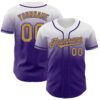 Custom White Old Gold-Purple Authentic Fade Fashion Baseball Jersey