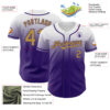 Custom White Old Gold-Purple Authentic Fade Fashion Baseball Jersey