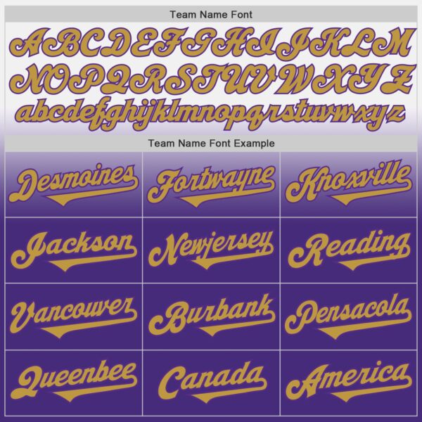 Custom White Old Gold-Purple Authentic Fade Fashion Baseball Jersey
