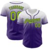 Custom White Neon Green-Purple Authentic Fade Fashion Baseball Jersey