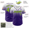 Custom White Neon Green-Purple Authentic Fade Fashion Baseball Jersey